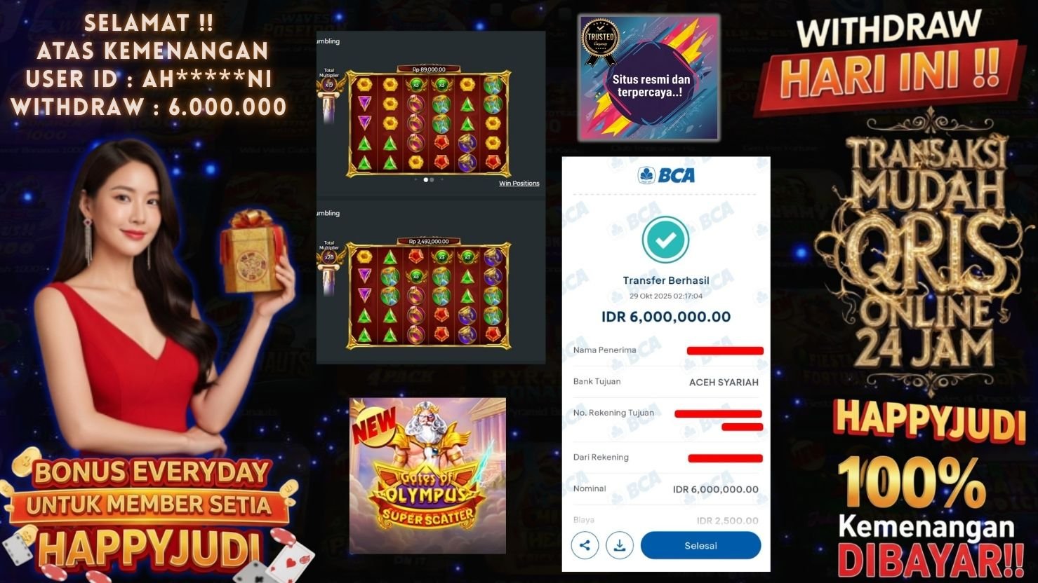HAPPYJUDI JACKPOT SLOT GATES OF OLYMPUS SUPER SCATTER